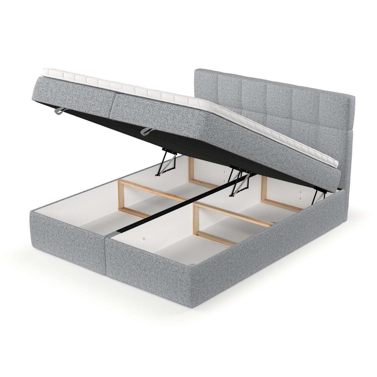 BOXBETT Savio 200/200 cm Grau im Riva Stoff - Schwarz/Grau, Holz/Holzwerkstoff (200/200cm) - AltaBeds