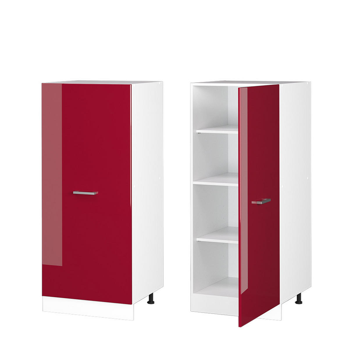 HOCHSCHRANK R-Line Rot Hochglanz 60 cm - Rot/Weiß, Holzwerkstoff (60/143/57cm) - Vicco