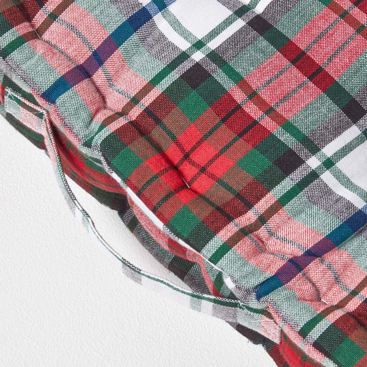 SITZKISSEN Karo rot-weiß-grün 40/40/8 cm - Rot, Textil (40/40/8cm) - Homescapes