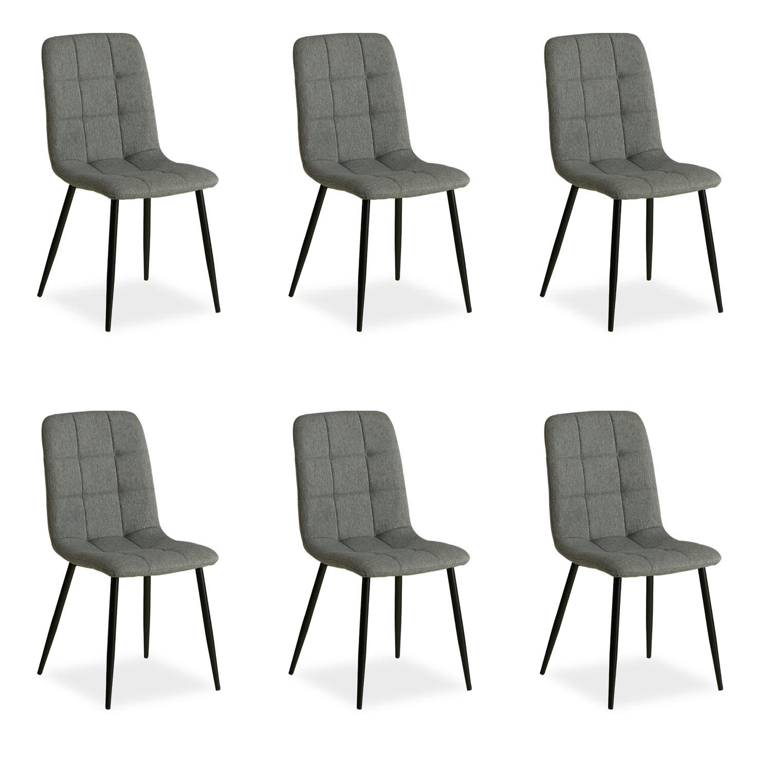 STUHL-SET 6 Stück in Stahl Leinen Grau - Grau, Textil (43/88/50cm) - Homestyle4u