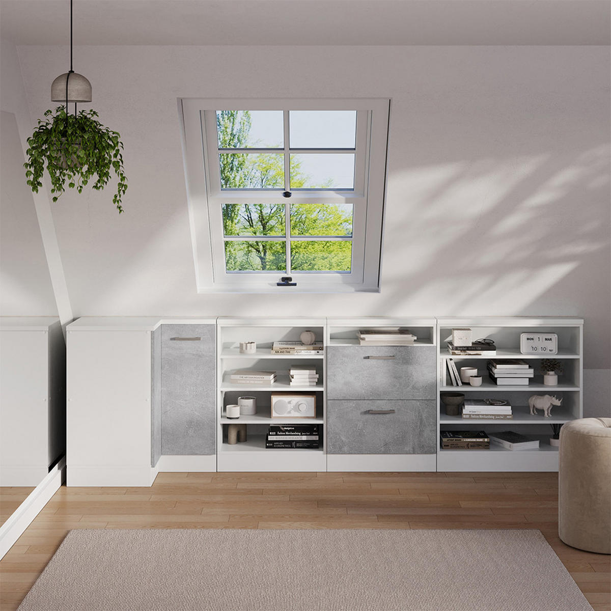 DACHSCHRÄGENSCHRANK Rion Weiß 80 x 81.6 cm mit 4 Fächern - Weiß, Holzwerkstoff (80/81.6/46cm) - Vicco