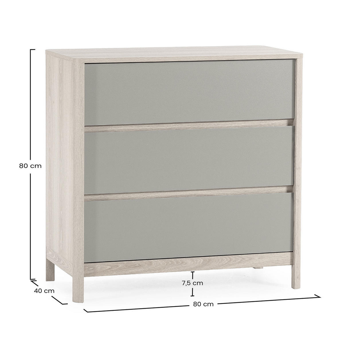 KOMMODE 80/80/40 Nassau Eichenfarbe/grün - Grün, Holzwerkstoff (80/80/40cm) - VS Venta-stock