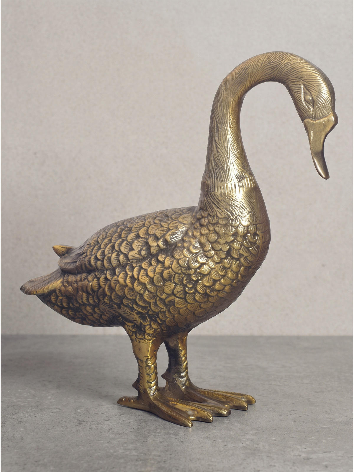 GÄNSEFIGUR DENDER, Aluminium, handgefertigt, Gold, 46 x 19 x 42 cm - Goldfarben, Metall (46/42/19cm) - KADIMA DESIGN