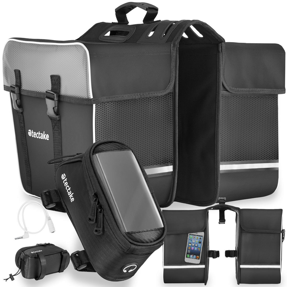 FAHRRADTASCHE Georg mit Fahrradrahmentasche, wasserabweisend und robust, schwarz - Schwarz, Textil (10/10.5/20.5cm) - tectake