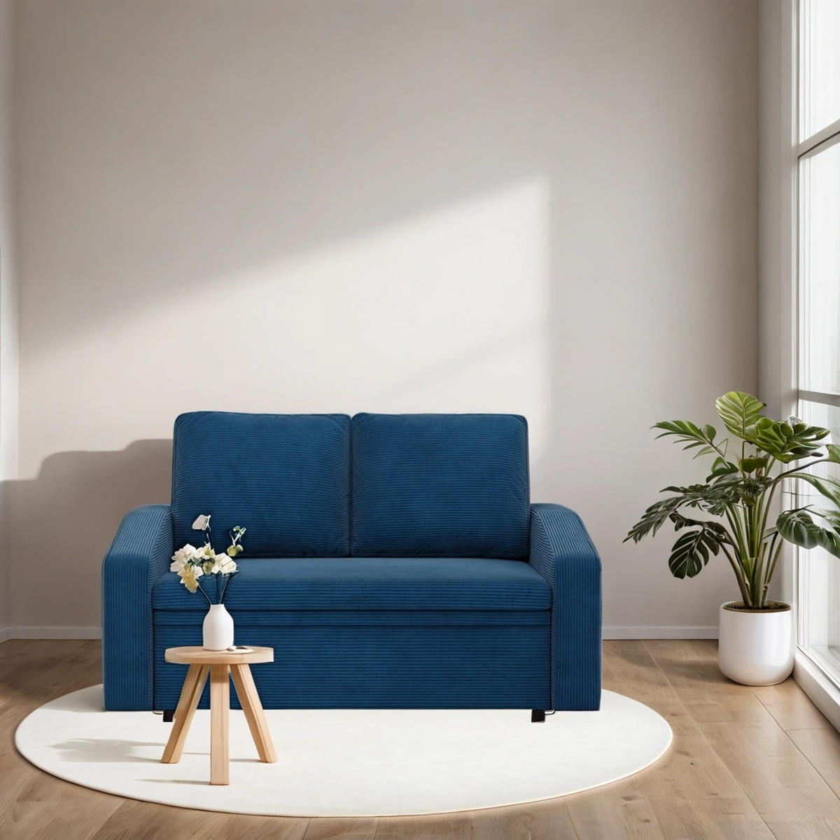 SOFA Neo mit abgeschrägter Armlehnen dunkelblau - Dunkelblau, Textil (148/90/87cm) - SIMKAM Furniture