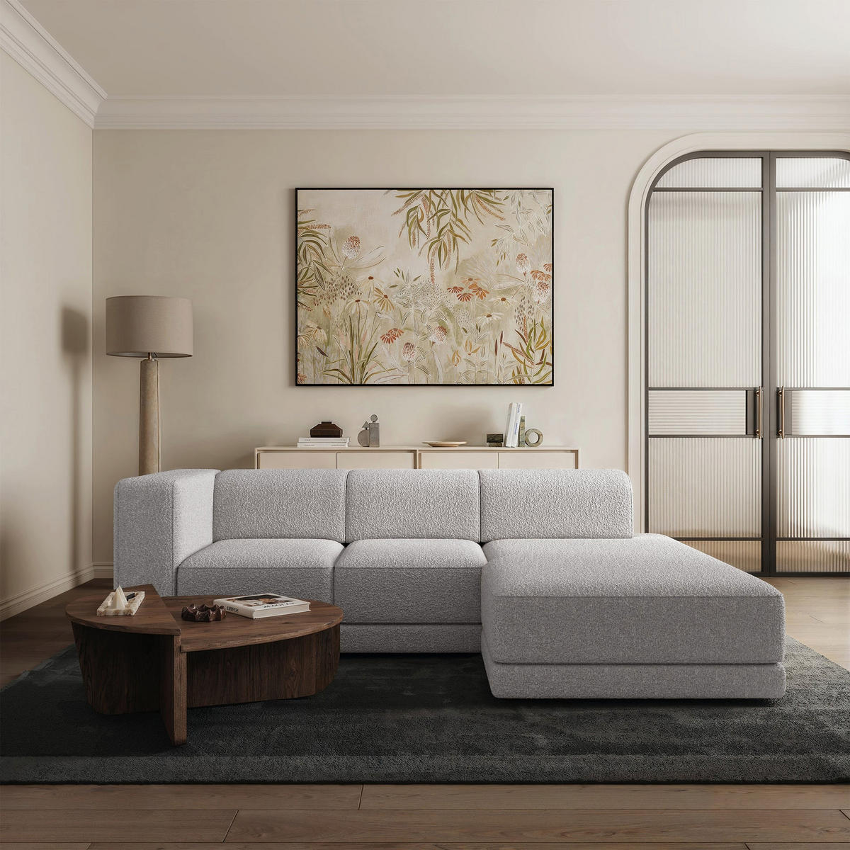 ECKSOFA Novals L-Form, 4-Sitzer, rechts 278 cm - Hellgrau/Schwarz, Holz/Kunststoff (168/278cm) - Selsey
