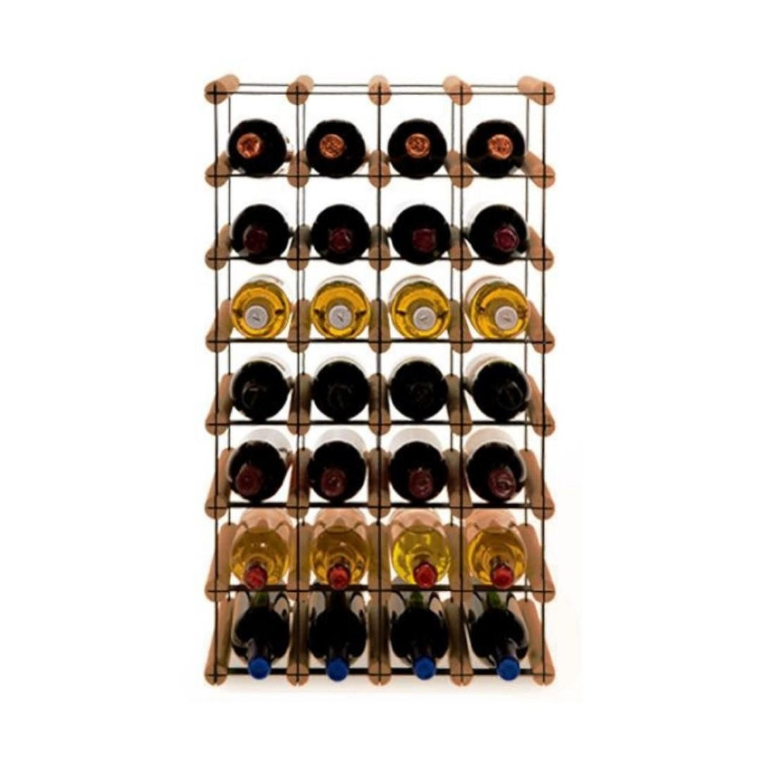 WEINREGAL Vinotega Mod Metal 72,5x42,5x24,5 cm 4x7 Flaschen Massives Kiefernholz Braun Geölt - Braun, Holz (42.5/72.5/24.5cm) - PROREGAL
