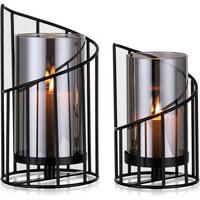 WINDLICHT Glaszylinder mit Metallfuß Schwarz - Schwarz, Metall (13/25/12cm)
