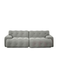 2-SITZER-SOFA aus Stoff 224x104x66 cm Grau montagefrei mit 3D-Strickgewebe, breiten Armlehnen und tiefer Sitzfläche - Grau, Textil (224/66/104cm) - Modfu