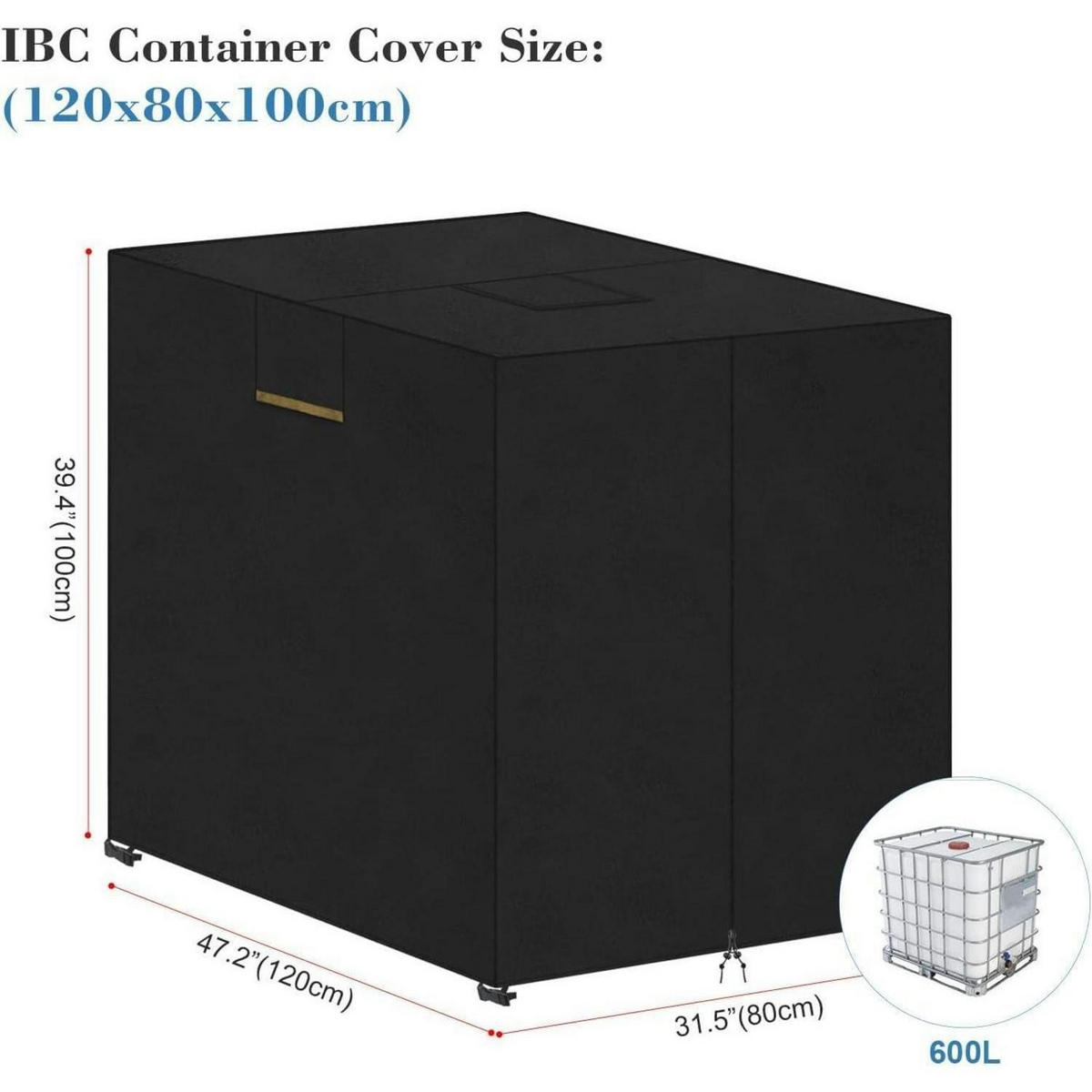 WASSERTANK Abdeckung 120x80x100cm UV-beständig - Schwarz, Textil (80/100/120cm)