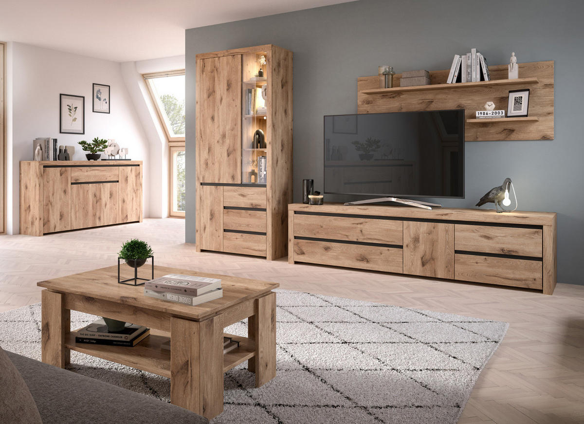 WANDPANEEL Nox Eiche 160 cm, Wandregal - Eichefarben, Holzwerkstoff (160/60/20cm) - Inn.Furn