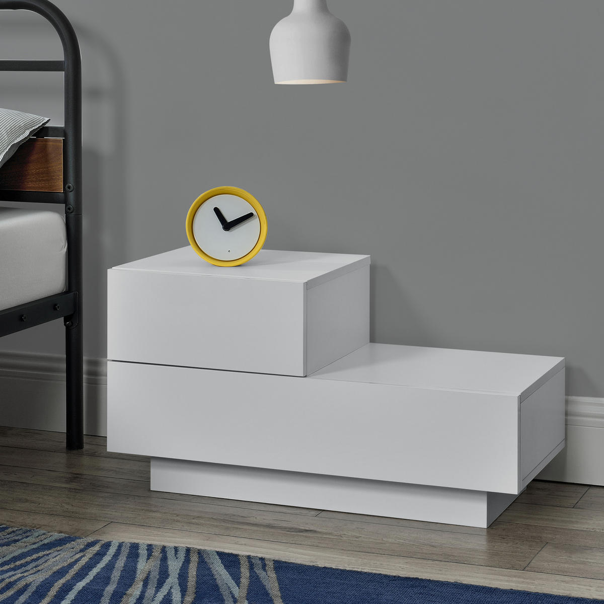 NACHTTISCH Sebokeng - Weiß, Holzwerkstoff (70/38/35cm) - [en.casa]