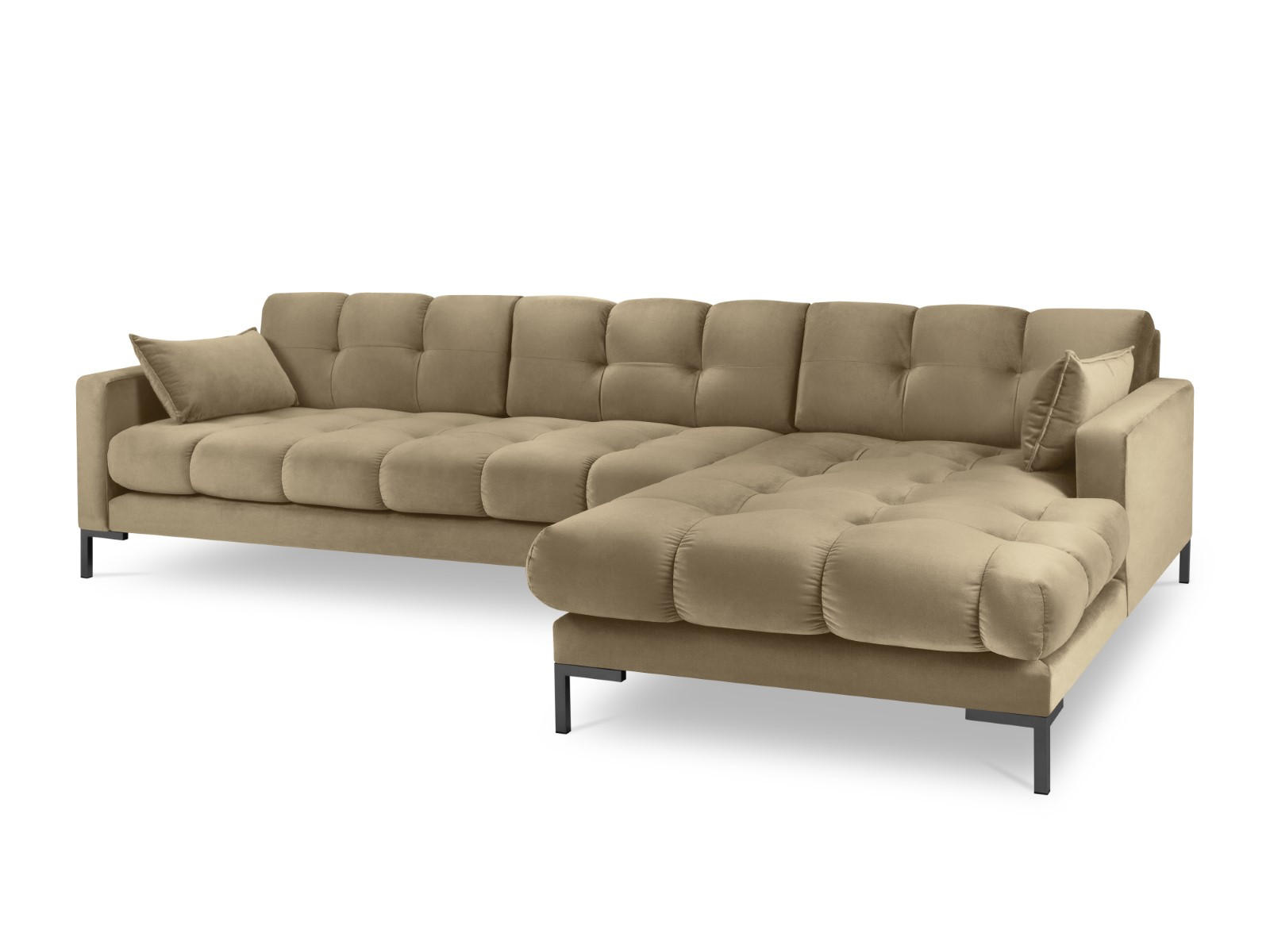 ECKSOFA rechts Mamaia aus Samt beige 5 Sitzplätze - Beige, Textil (185/293cm) - Micadoni