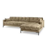 ECKSOFA rechts Mamaia aus Samt beige 5 Sitzplätze - Beige, Textil (185/293cm) - Micadoni
