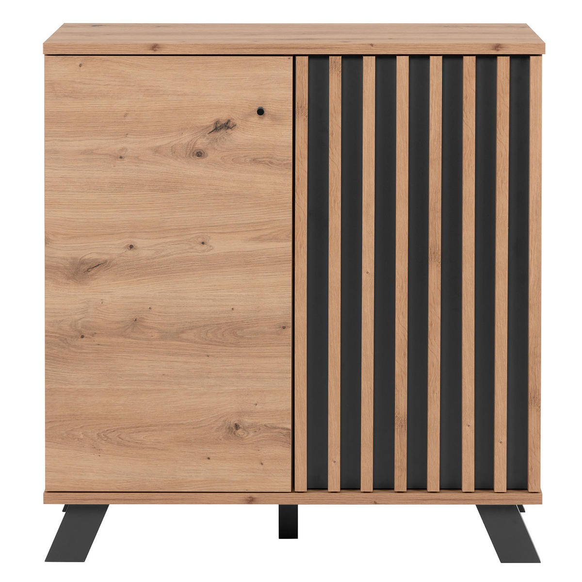 SIDEBOARD 80/85/40 cm Eiche, Schwarz - Braun, Holz (80/85/40cm) - Homestyle4u