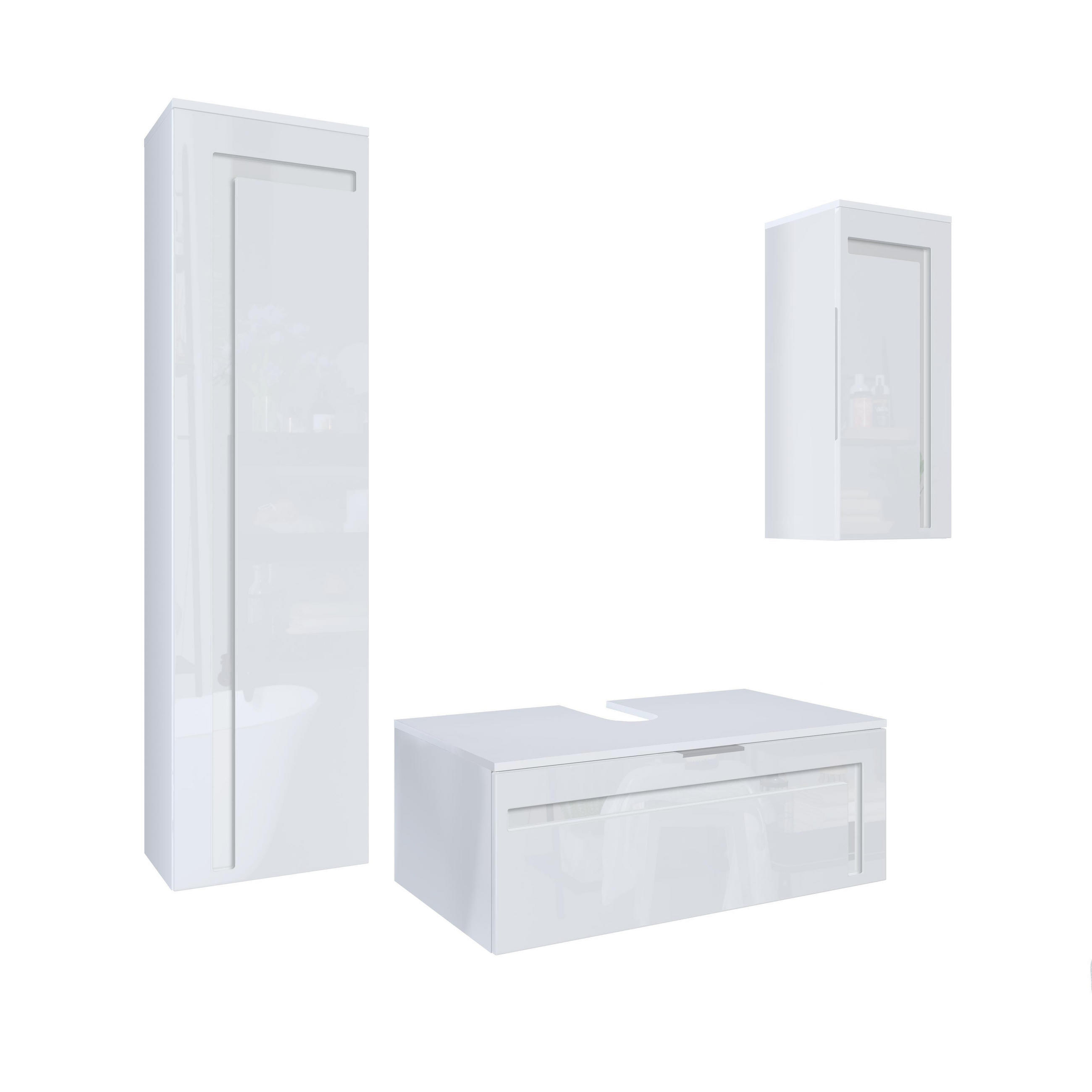 Vladon Badmöbelset Weiß Hochglanz 200x193x51 cm