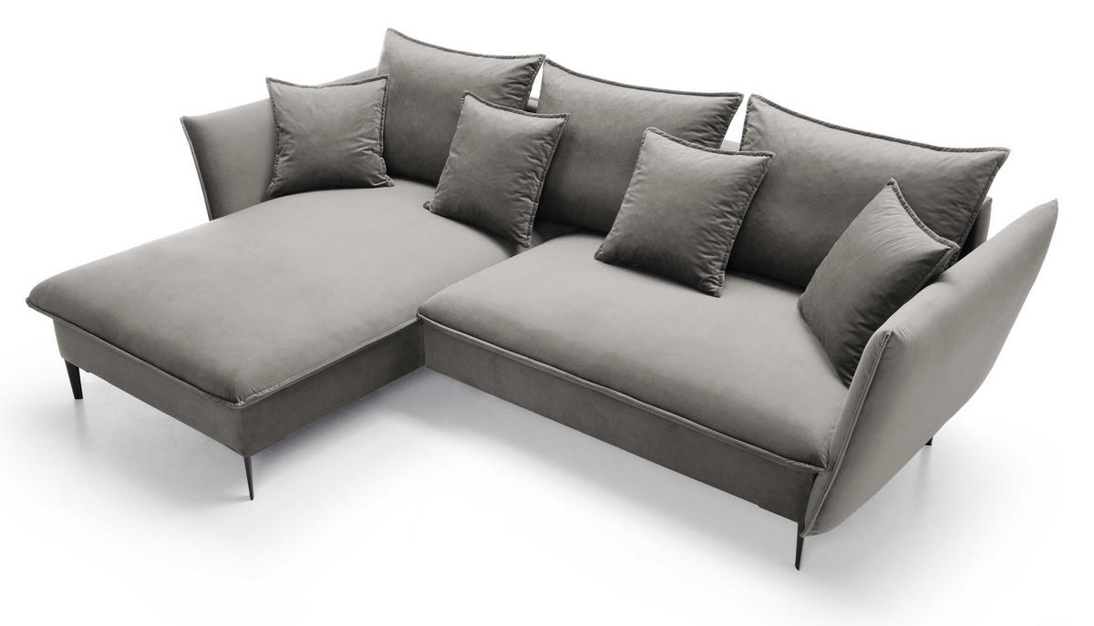 ECKSOFA Flavio mit Schlaffunktion, Bettkasten 260 cm, Links, Dunkelgrau - Dunkelgrau, Holz (258/167cm) - Emporius