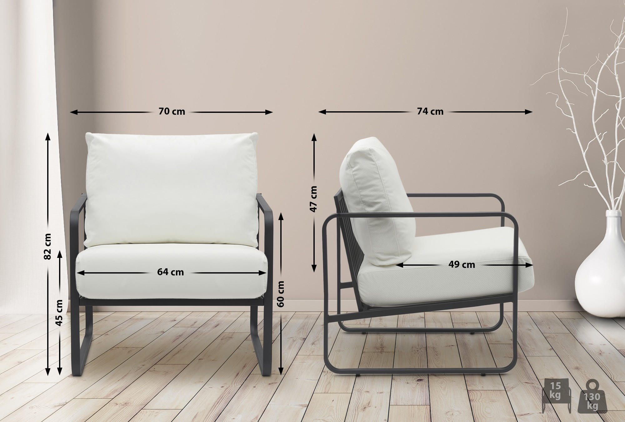 Thumbnail - CLP Sessel, Weiß, Textil, 70x82x74 cm, Wohnzimmer, Sessel, Polstersessel