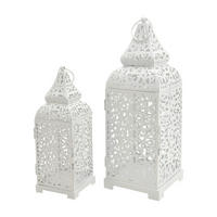 DEKORATIVES LATERNEN SET, 2 pieces Weiß 15/15/39 cm - Weiß, Metall (15/39/15cm) - Mobili Rebecca