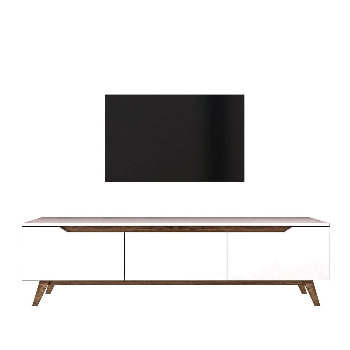 TV-MÖBEL mit 3 Türen weiß - L180 cm - Weiß, Holzwerkstoff (35/48.6/180cm) - Calicosy