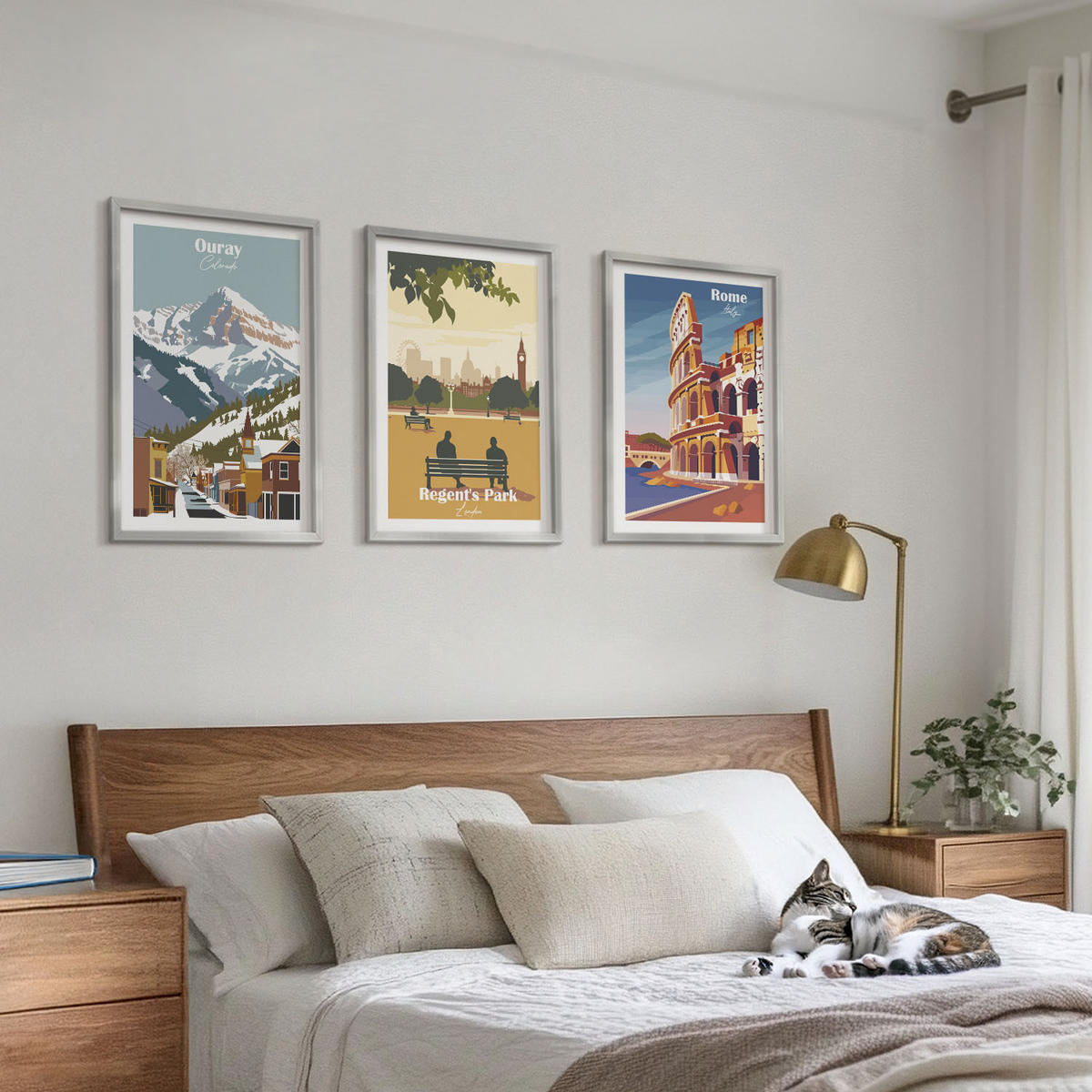 BILDER SET 3er Set - 40x60 cm Silberner Rahmen - Ouray Mountains London Coliseum - Silberfarben, Kunststoff (40/60cm) - TULUP