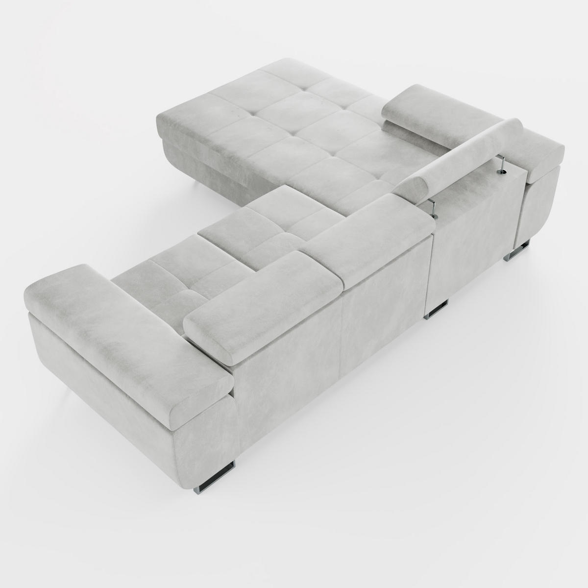 ECKSOFA VEMO CORE Links Schwarz Velours-Stoff mit Schlaffunktion und Bettkasten - Schwarz, Holz/Metall (280/205cm) - Barchello
