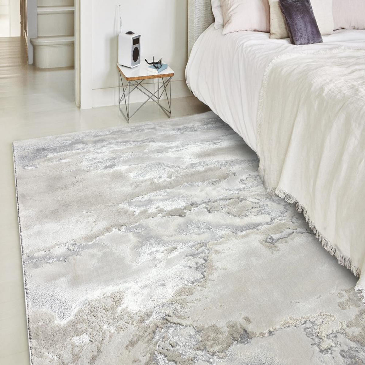 TEPPICH Polyester flachflor abstrakt hochglanz Como-Lecco, Silbergrau 200x290 cm - Silberfarben, Textil (200/290cm) - KADIMA DESIGN