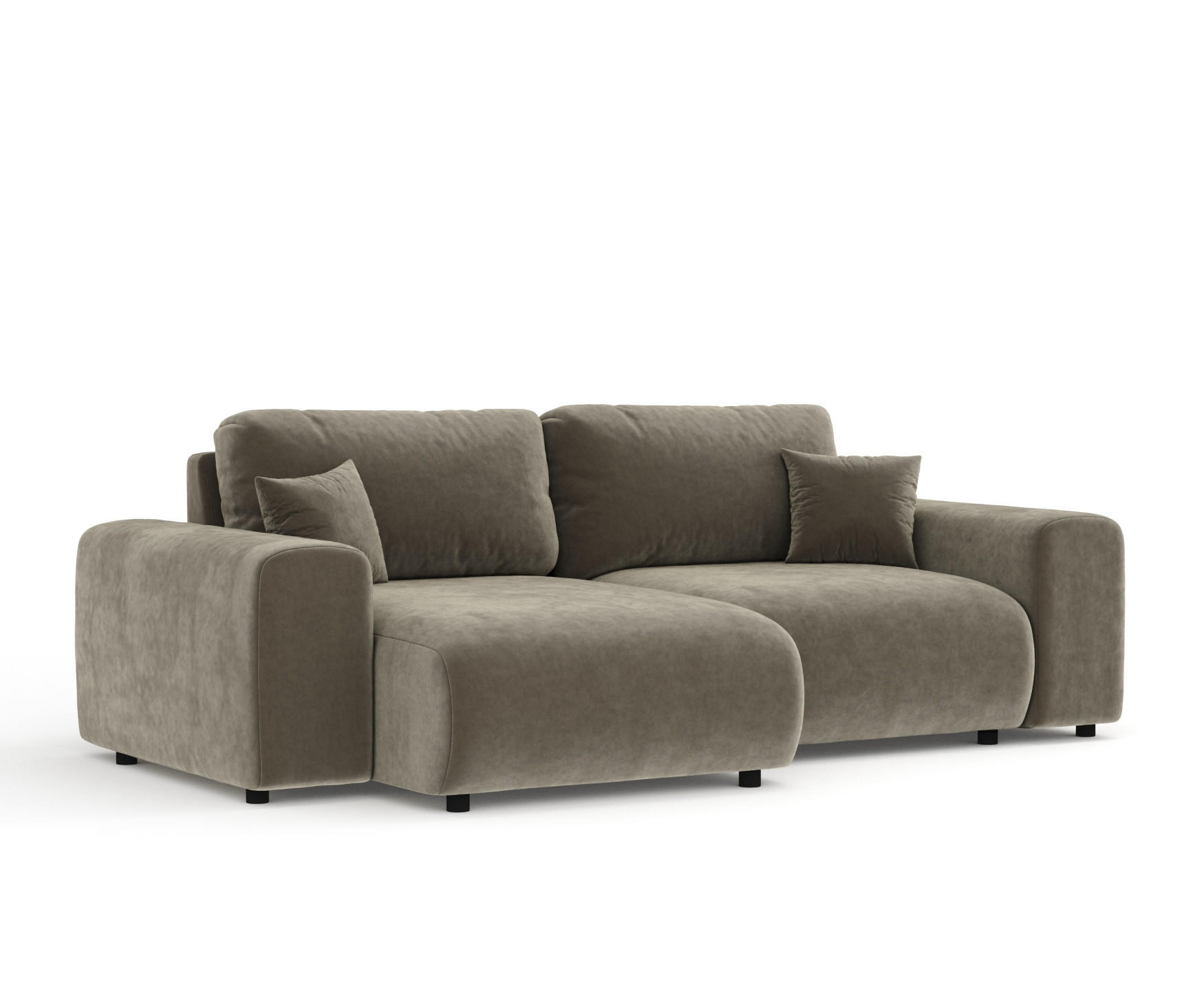 ECKSOFA Zanzibar Taupe Samtstoff - Taupe/Schwarz, Holz/Holzwerkstoff (237/144cm) - Maison de Reve