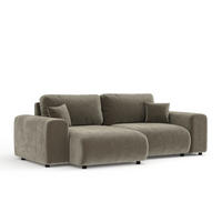 ECKSOFA Zanzibar Taupe Samtstoff - Taupe/Schwarz, Holz/Holzwerkstoff (237/144cm) - Maison de Reve