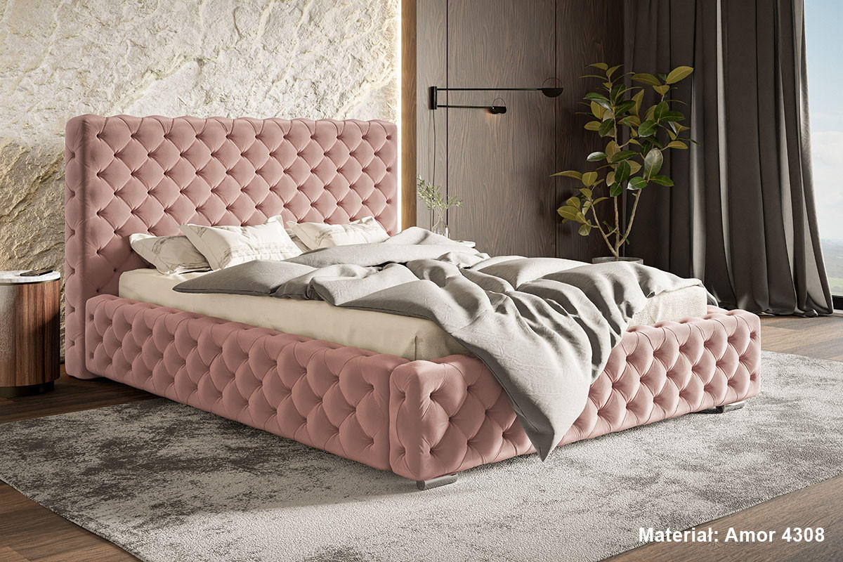 POLSTERBETT 180x200 mit Bettkasten Adonis, Glamour, Rosa - Pink, Holz/Textil (180/200cm) - Emporius
