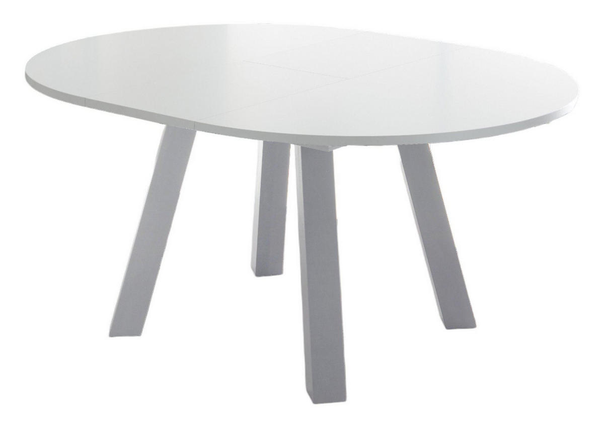 ESSTISCH Rund ausziehbar Edda 4 130 x 130 x 78 Küchentisch Weiß Matt Lack - Weiß, Holz (130/130/78cm) - 58aufmkessel