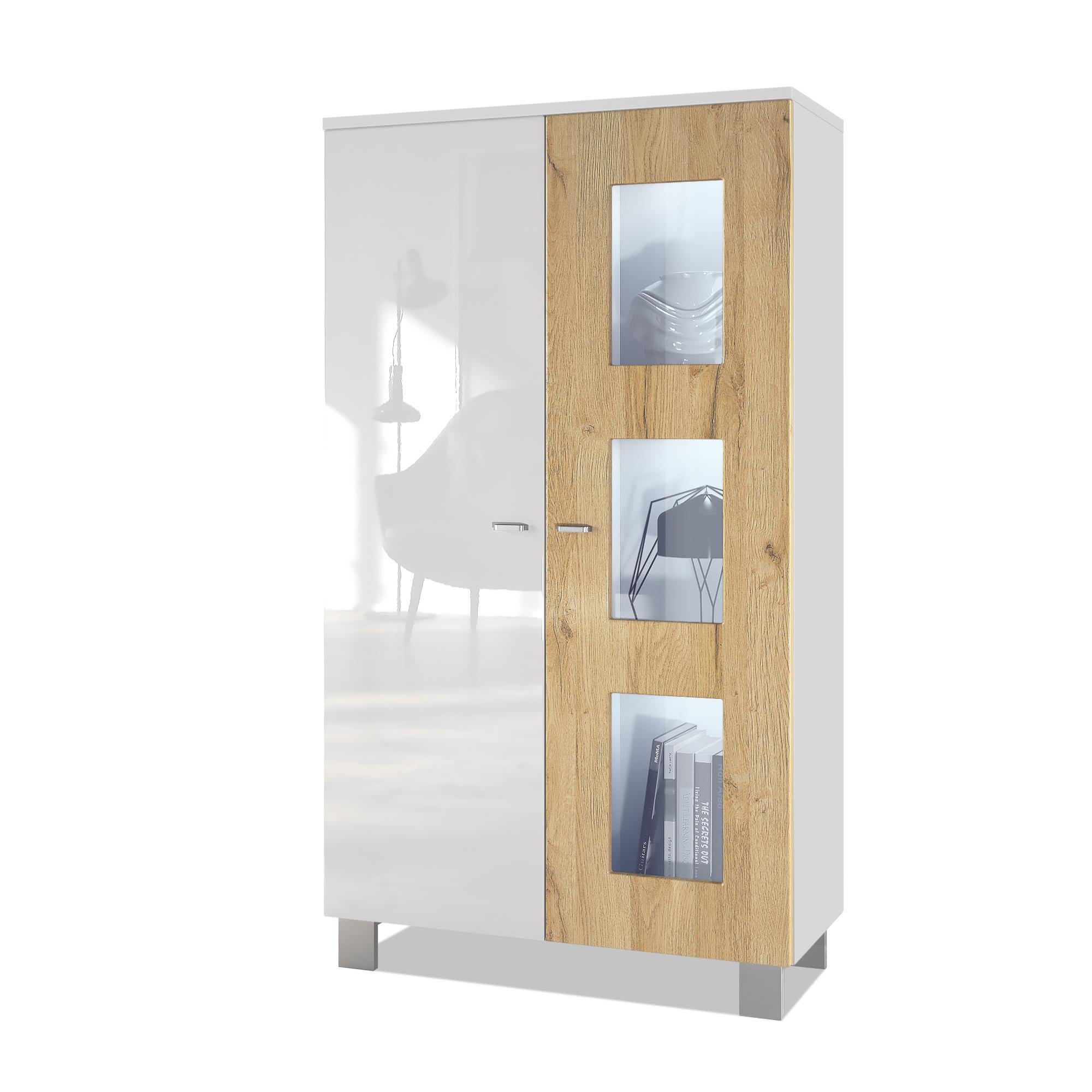 VITRINE Denjo Tür in Eiche Natur - Eichefarben, Holzwerkstoff (71/129/35cm) - Vladon