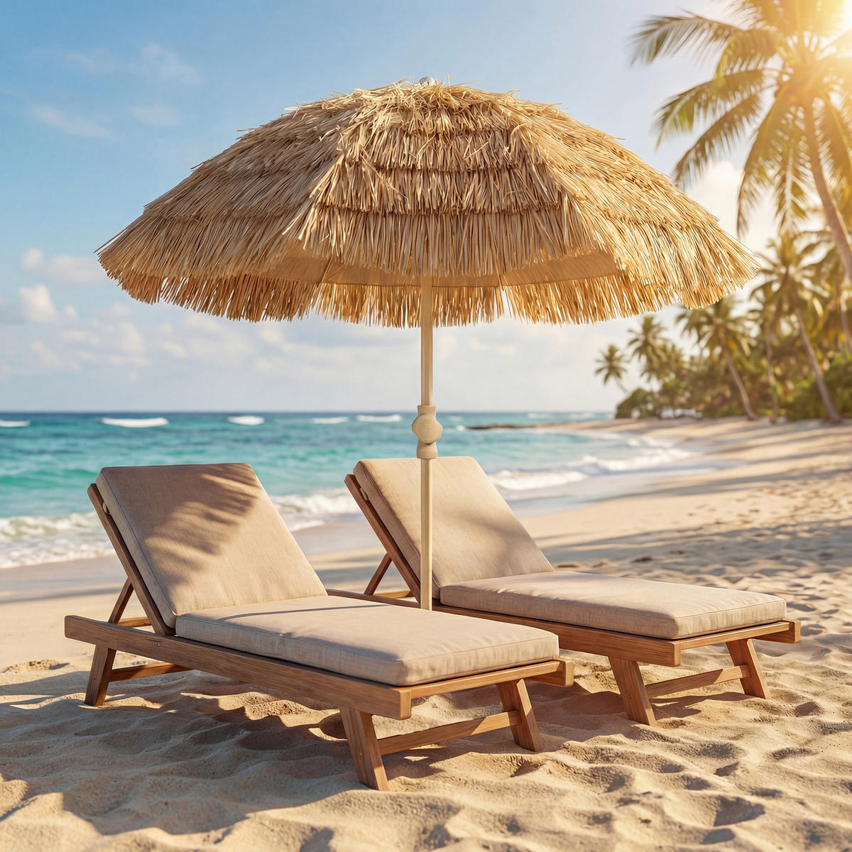 STRAND-SONNENSCHIRM Stahl Polyester Khaki - Braun, Metall (150/150cm) - Outsunny