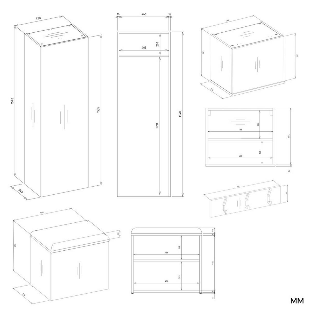 DULAP PENTRU HOL modern, set de dulapuri: dulap pentru haine și dulap pentru pantofi din stejar Sonoma 150/238/35 - stejar Sonoma, compozit lemnos (150/238/35cm) - RAUMHIRSCH FURNITURE