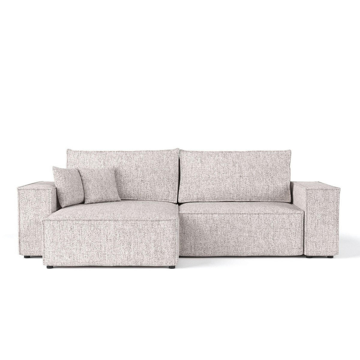 ECKSOFA CAVO mit Schlaffunktion Beige im Neve Stoff - Beige/Schwarz, Holz/Holzwerkstoff (255/148cm) - AltaBeds