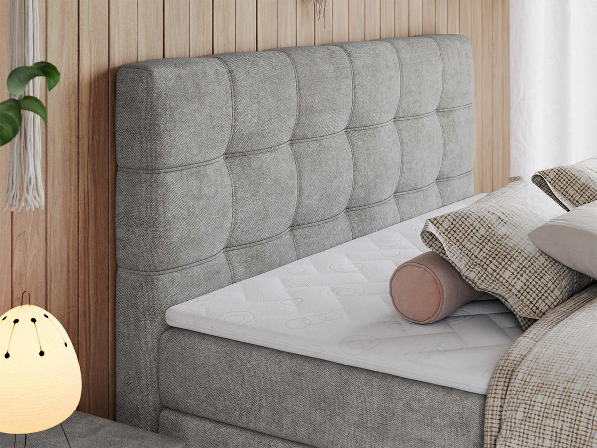 BOXSPRINGBETT ERNI KING 160/200 Hellgrau Struktur - H3 - Hellgrau, Holz/Textil (160/200cm) - MKS