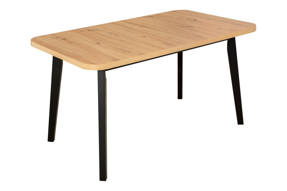 ESSTISCH Oslo 6 - Schwarz/Eiche Artisan, Holz (80/140/75cm) - Leaf Design