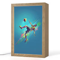 NACHTTISCHLAMPE Fußballer - Farbspritzer - Farbenfroh - Ball 20x30 cm - Blau, Holzwerkstoff (8/20/30cm)