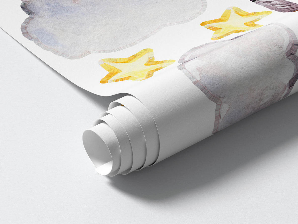 WANDAUFKLEBER 130x200cm - Aquarelltiere - Multicolor, Kunststoff (130/200/0.1cm) - Wallfluent