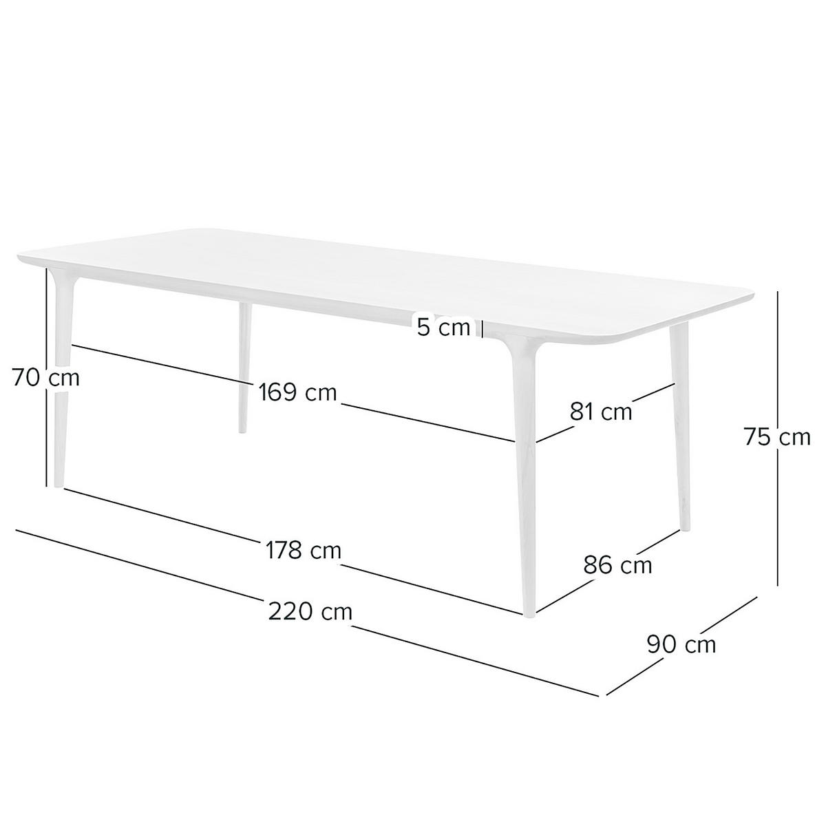 ESSTISCH - Eiche massiv - Eichefarben, Holz (90/220/75cm) - home24