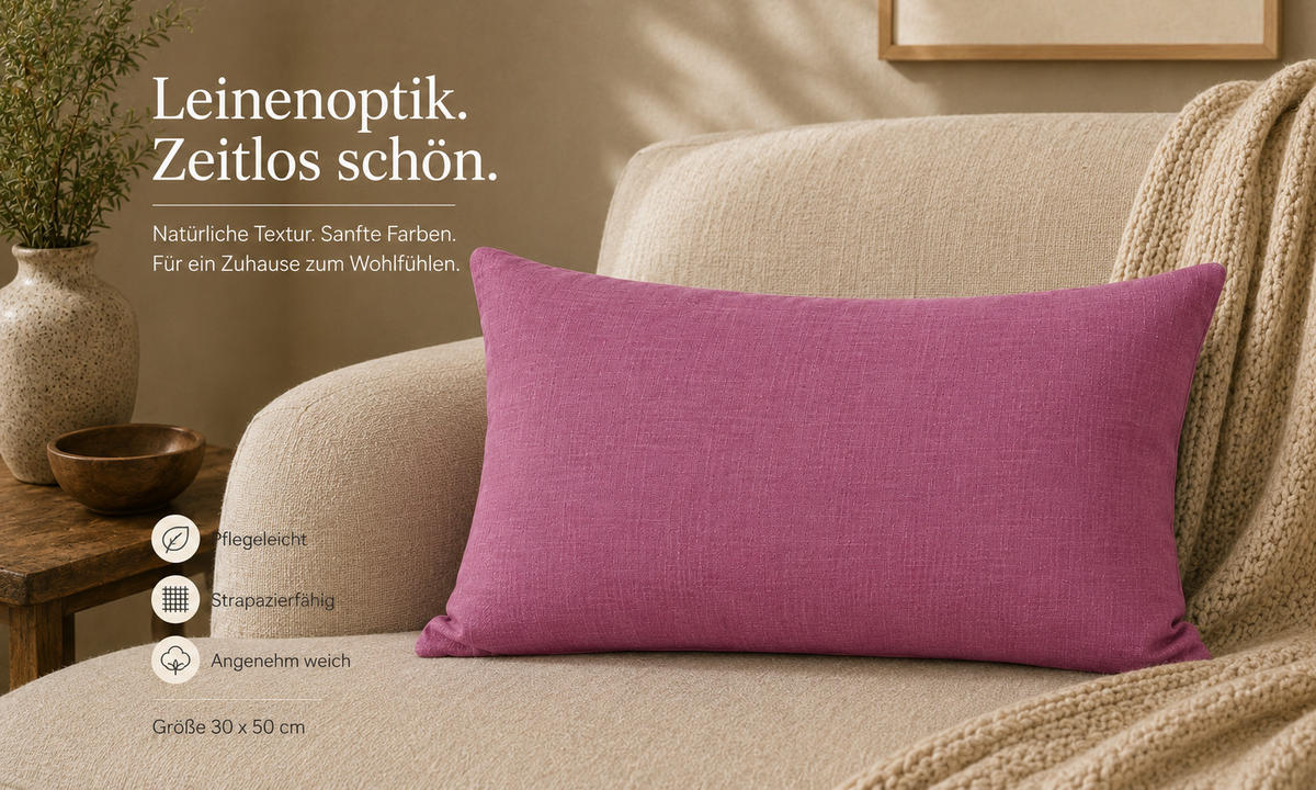 KISSENBEZUG Leinenoptik 30/50 cm Flieder - Flieder, Textil (30/50cm) - TiborTex