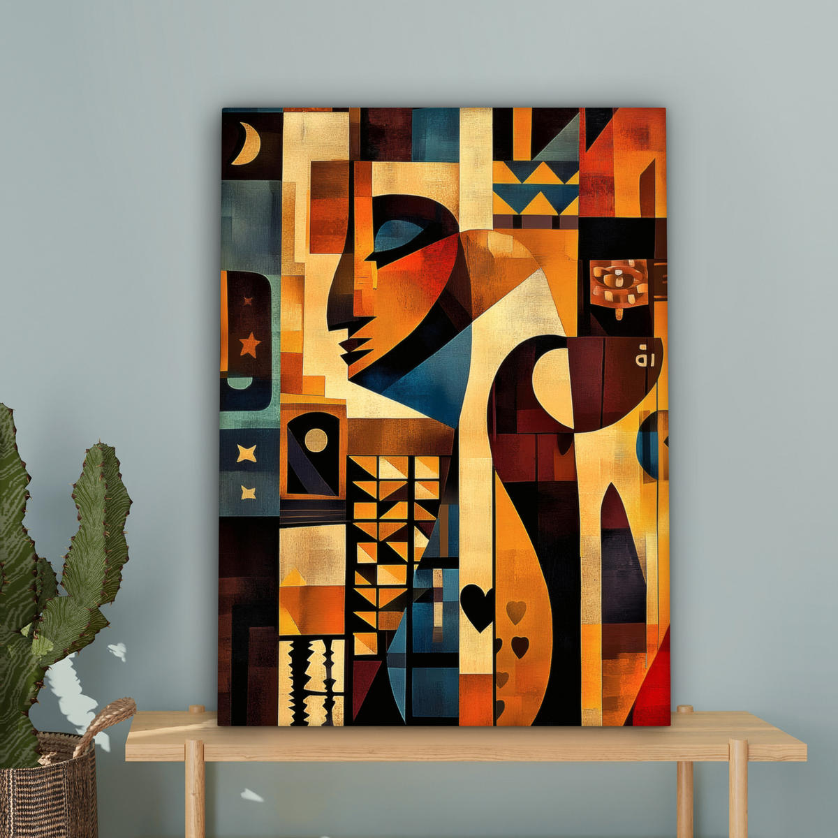 LEINWANDBILD Figuren - Abstrakt - Symbole 60x80 cm - Terracotta, Textil (60/80cm) - MuchoWow