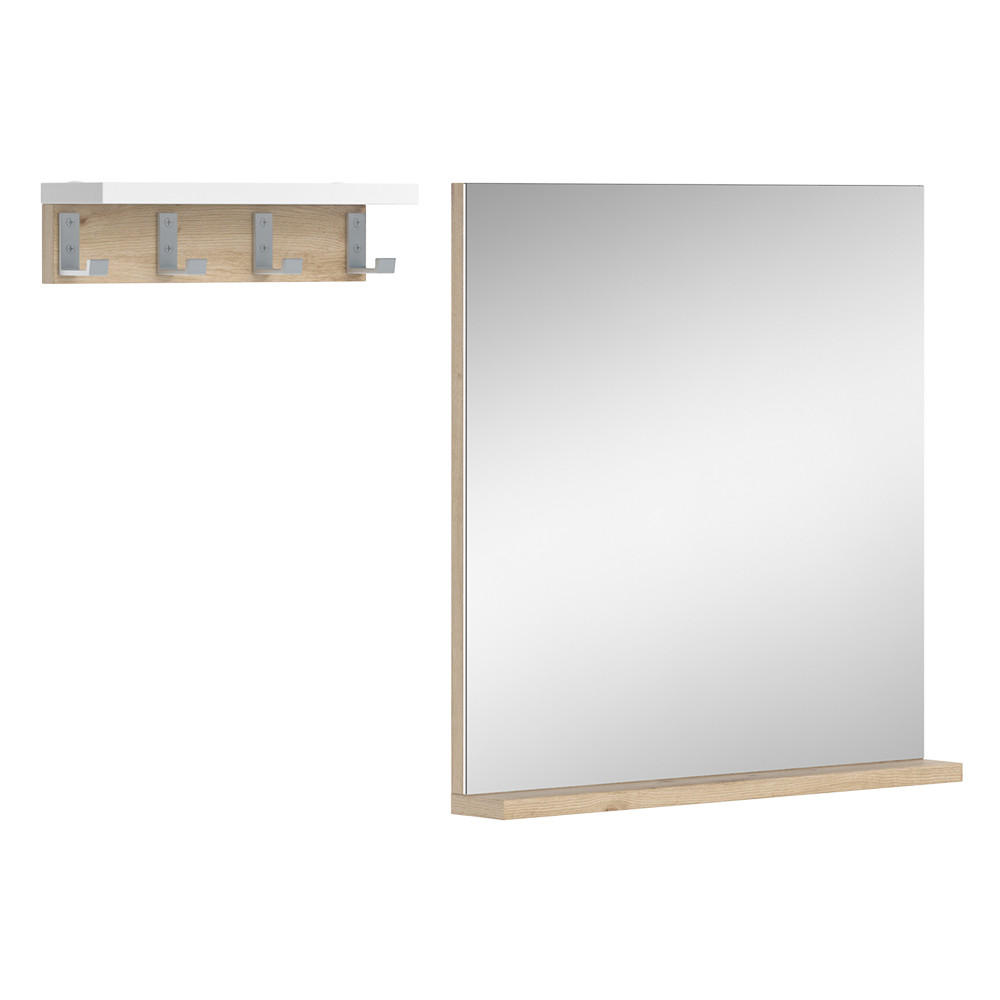 BADEZIMMERSPIEGEL Henri Weiß 50 x 51.6 cm mit Regal - Weiß/Eiche Artisan, Glas (50/51.6/8cm) - Vicco