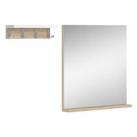 BADEZIMMERSPIEGEL Henri Weiß 50 x 51.6 cm mit Regal - Weiß/Eiche Artisan, Glas (50/51.6/8cm) - Vicco
