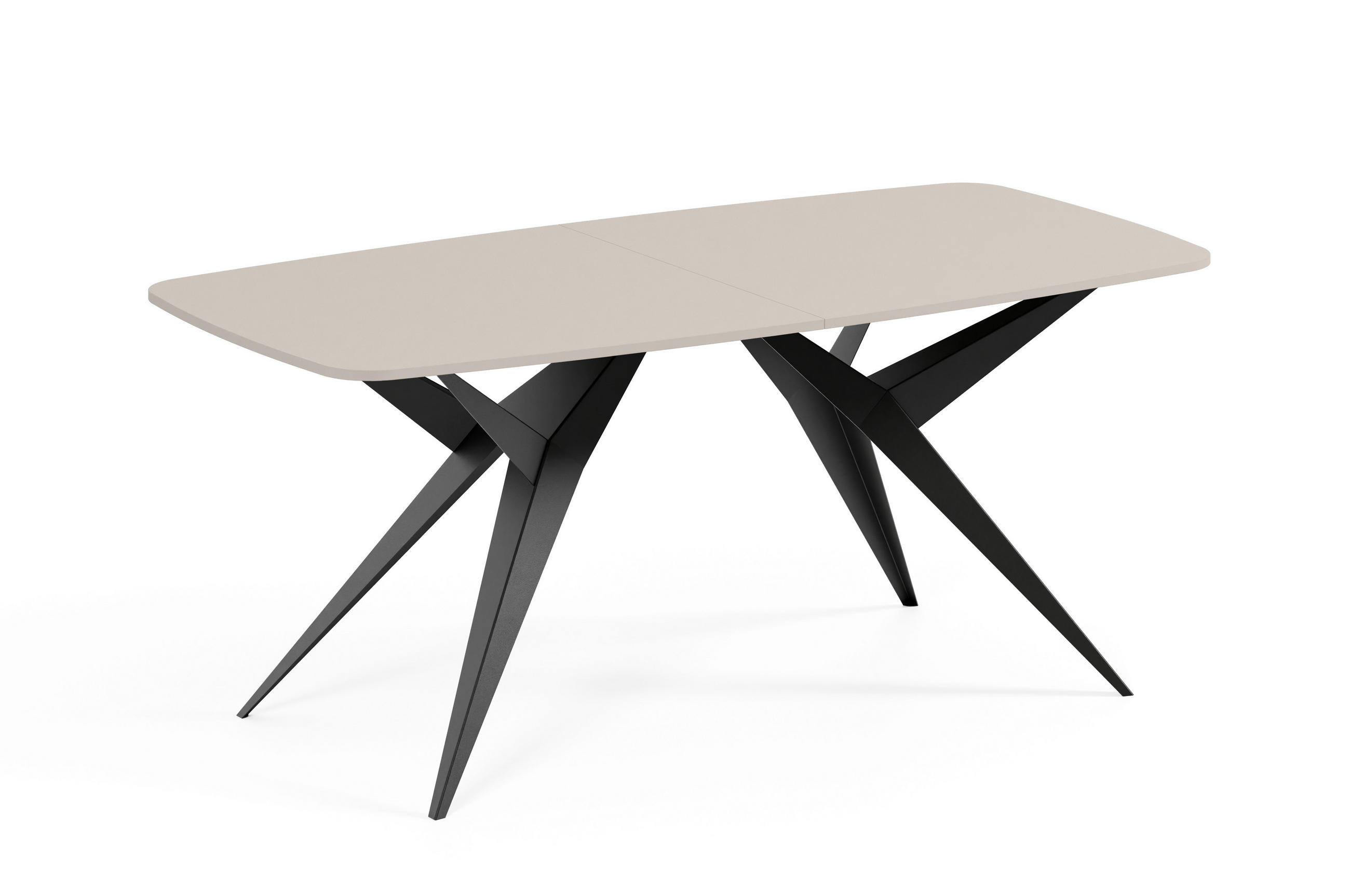 ESSTISCH AXIS - Kaschmir/Schwarz, Holzwerkstoff/Metall (90/180/76cm) - Meblini