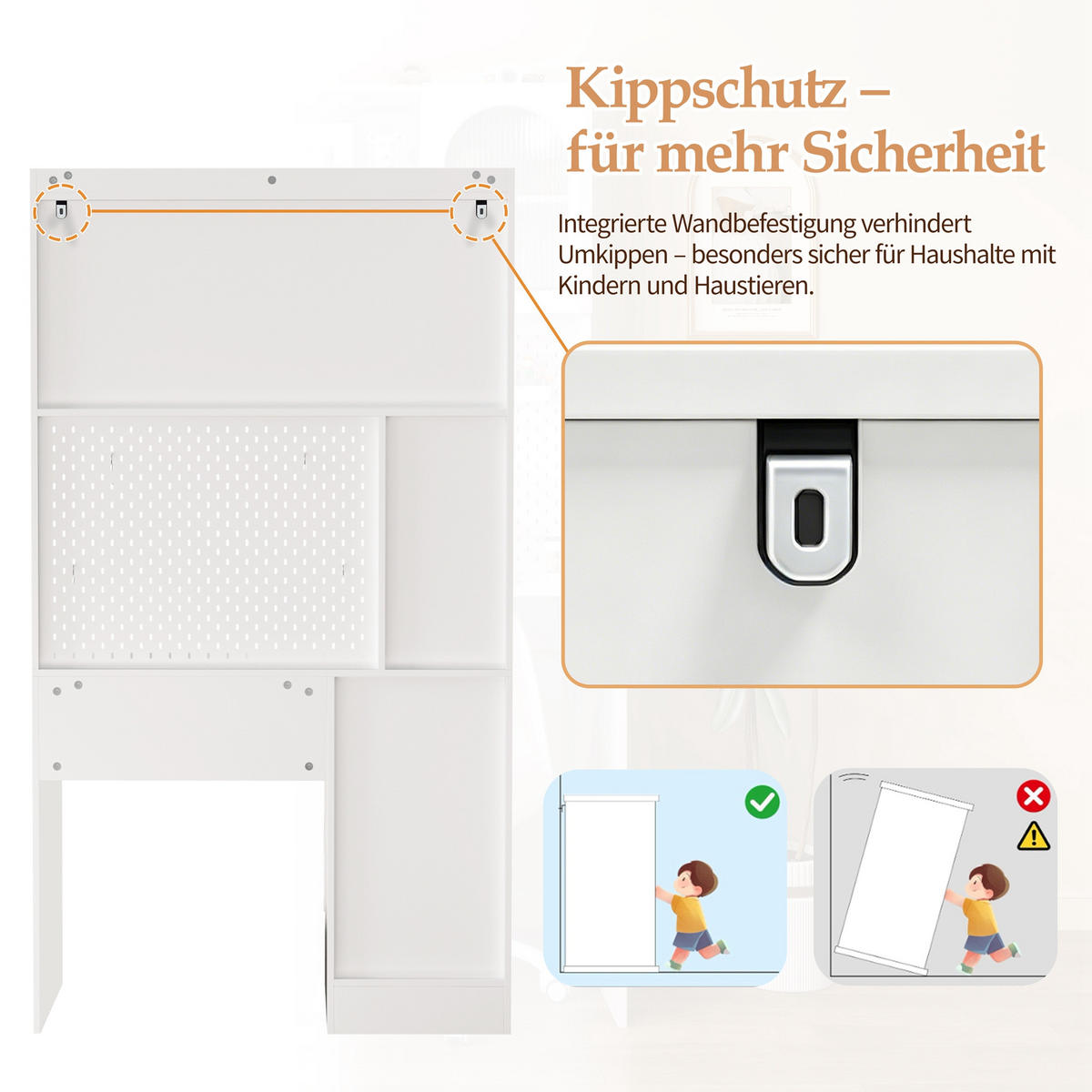 SCHREIBTISCH mit integriertem Schrank und Pinnwand 100x55x180 cm - Weiß, Holzwerkstoff (55/100/180cm) - Gisaae