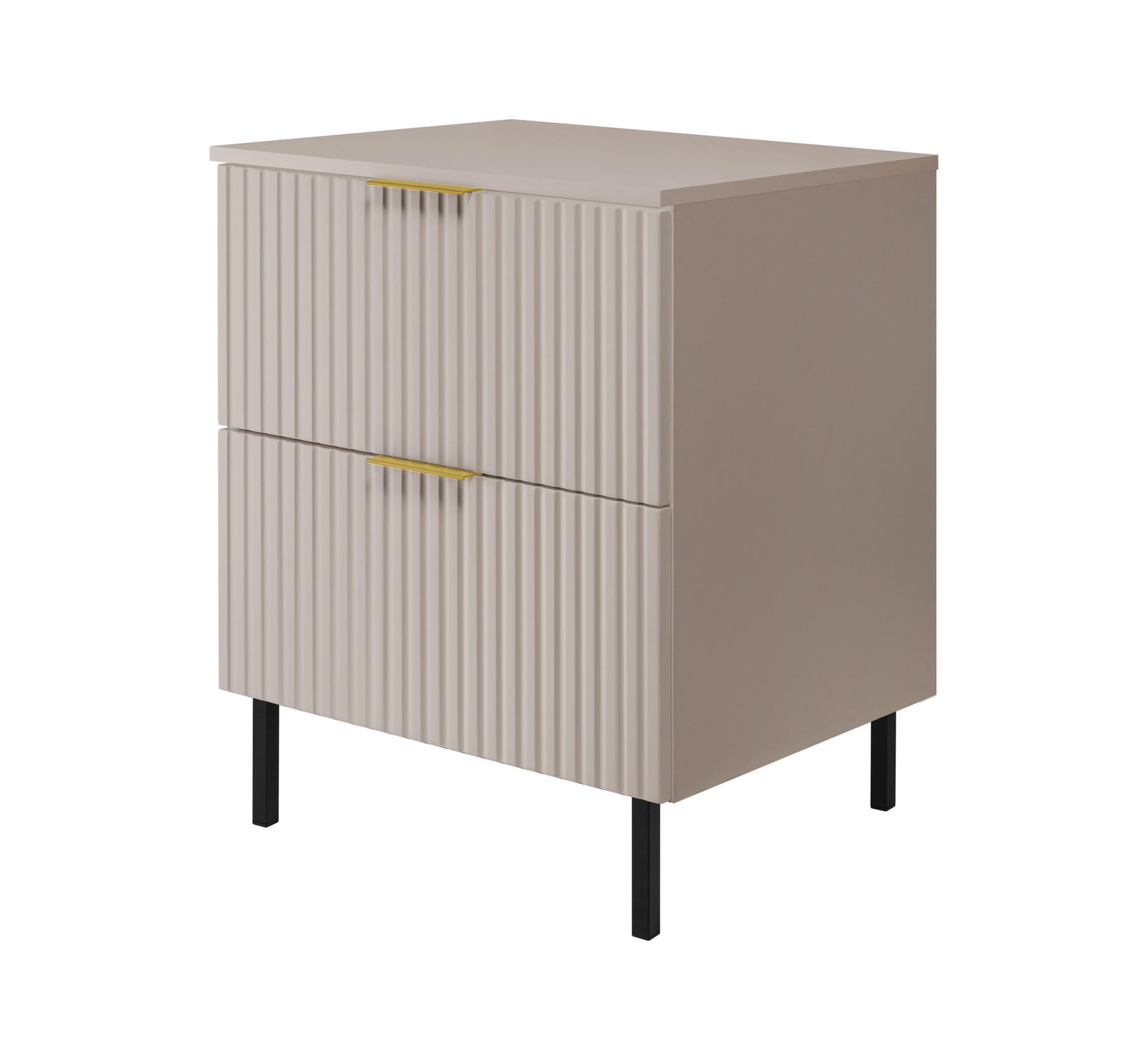 WASCHBECKUNTERSCHRANK, Eiche Craft, 60 x 77 x 46 cm, silberner Griff, schwarze Beine + Arbeitsplatte - Beige/Goldfarben, Holzwerkstoff (60/77/46cm) - 3XE LIVING