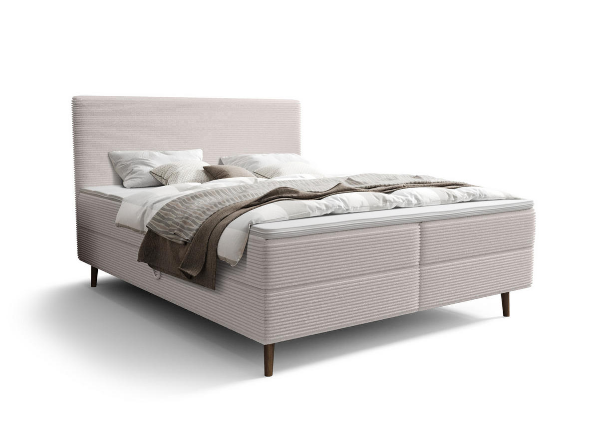BOXBETT NARA mit Matratze H3, Bonell und Topper 180x200 POSO 100 - Beige, Textil (180/200cm) - Bedante