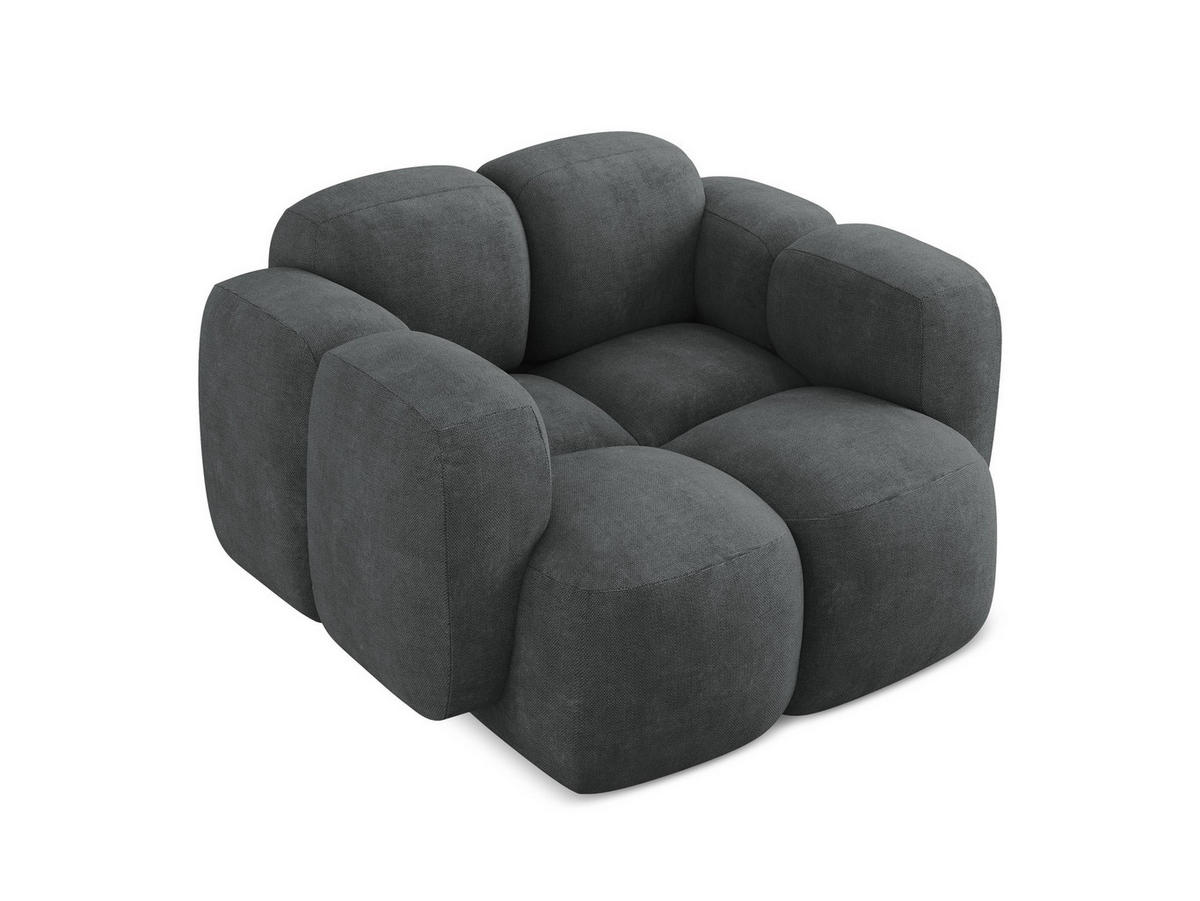 SESSEL Chenille Stoff Grau - Dunkelgrau/Schwarz, Holzwerkstoff/Kunststoff (120/72/115cm) - Makamii