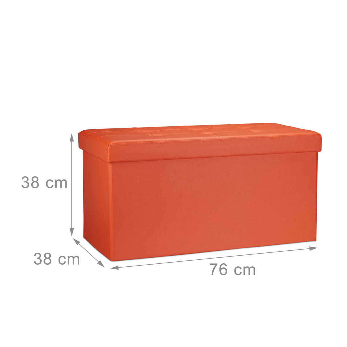 SITZBANK Stauraum - Orange, Holzwerkstoff/Kunststoff (38/38/76cm) - Relaxdays